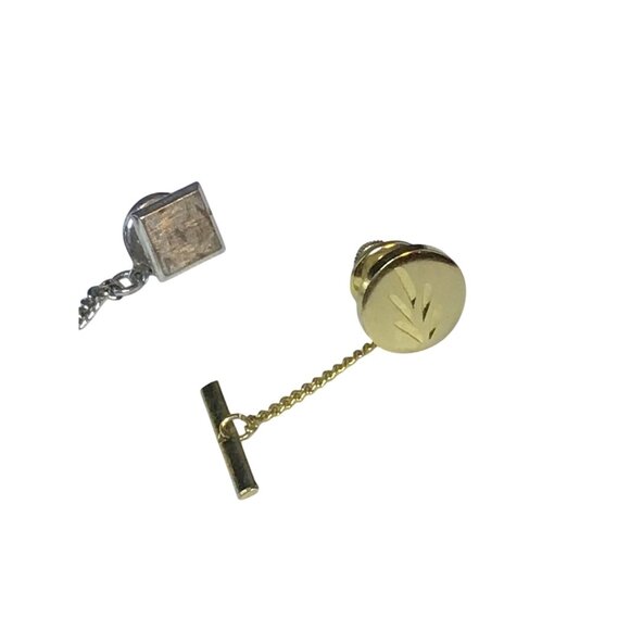 Vintage Lot of 4 Tie Tacks Cactus, Train Engine, Square And Circle (1515) - Picture 5 of 5